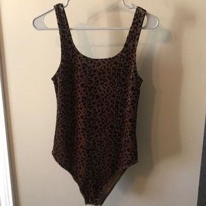 Top Shop velvet leopard bodysuit